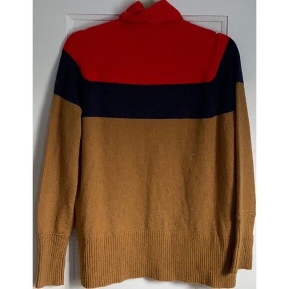 J.Crew Colorblock Turtleneck Sweater Supersoft Yarn Oversized Fit Tan Brown XS - Picture 7 of 8